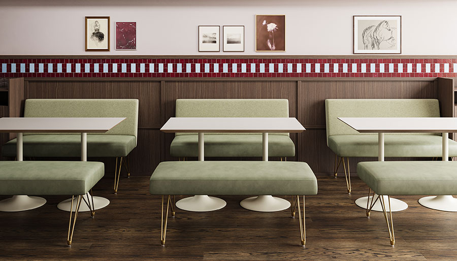 Britney Banquettes with Harmony Tables