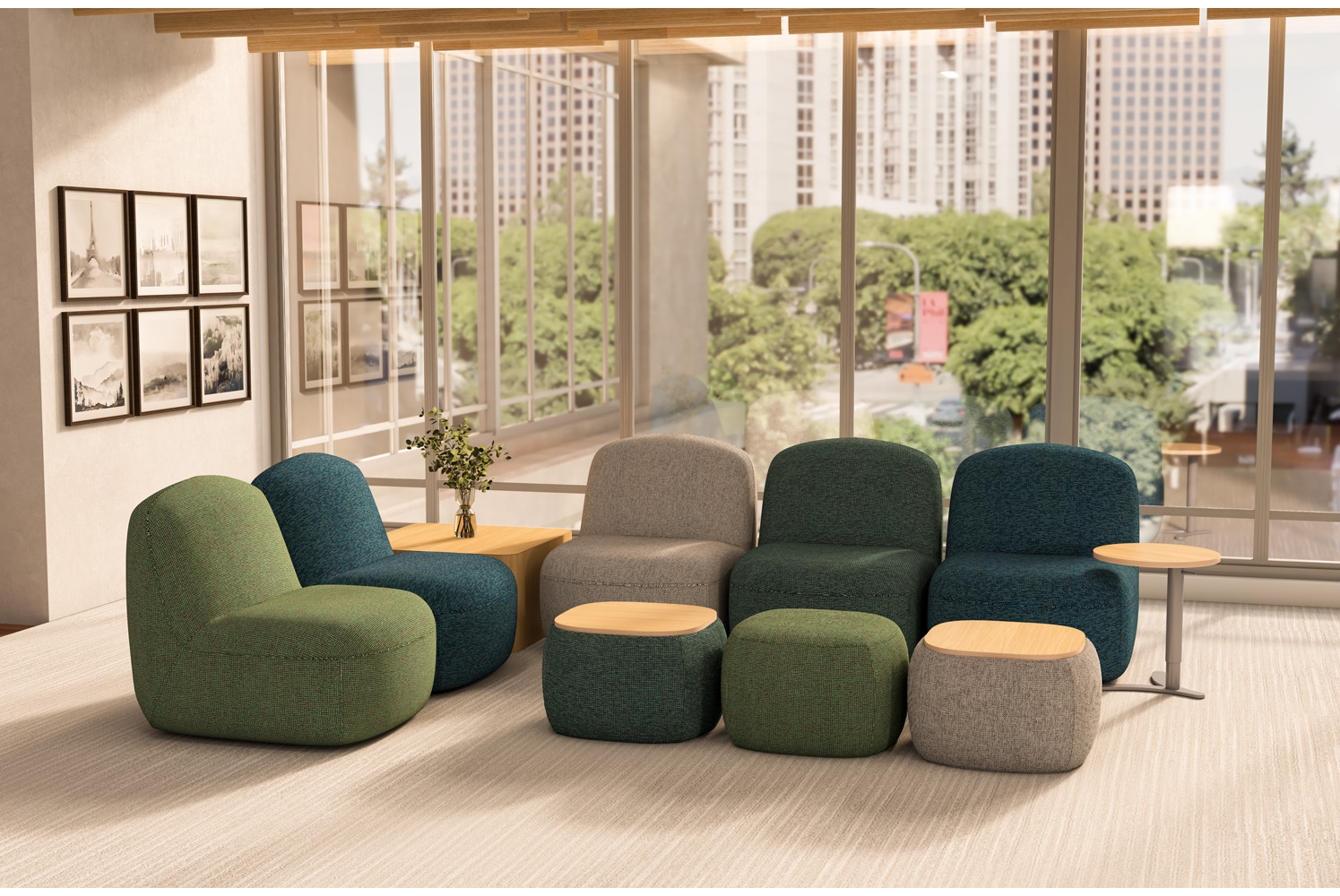 Daylen Lounge, Ottoman and Tables with Clayton Environment Scene