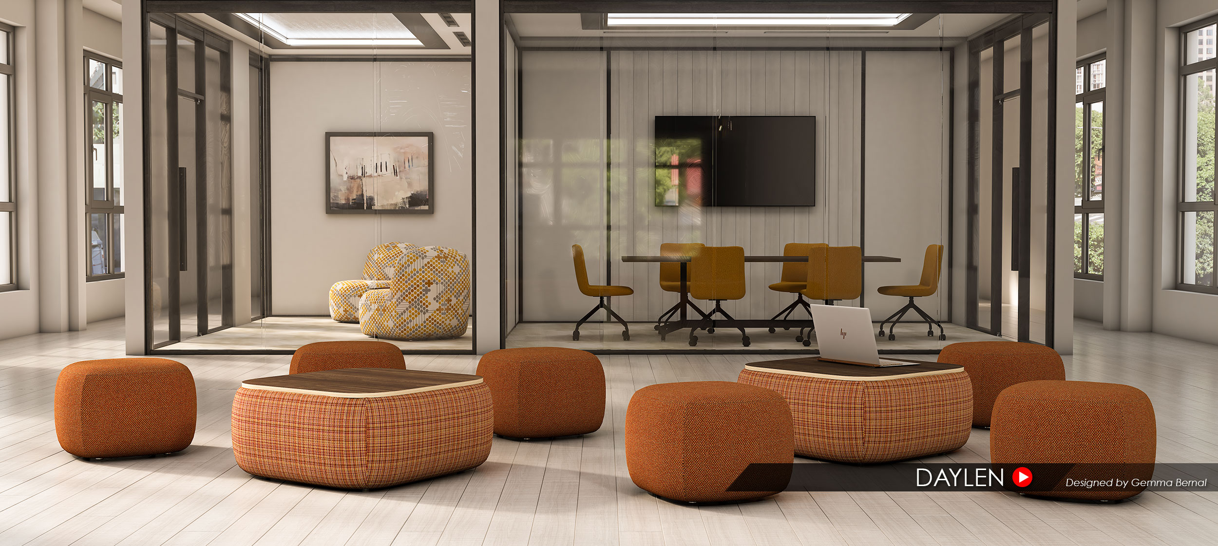 Daylen Ottoman and Tables Environment