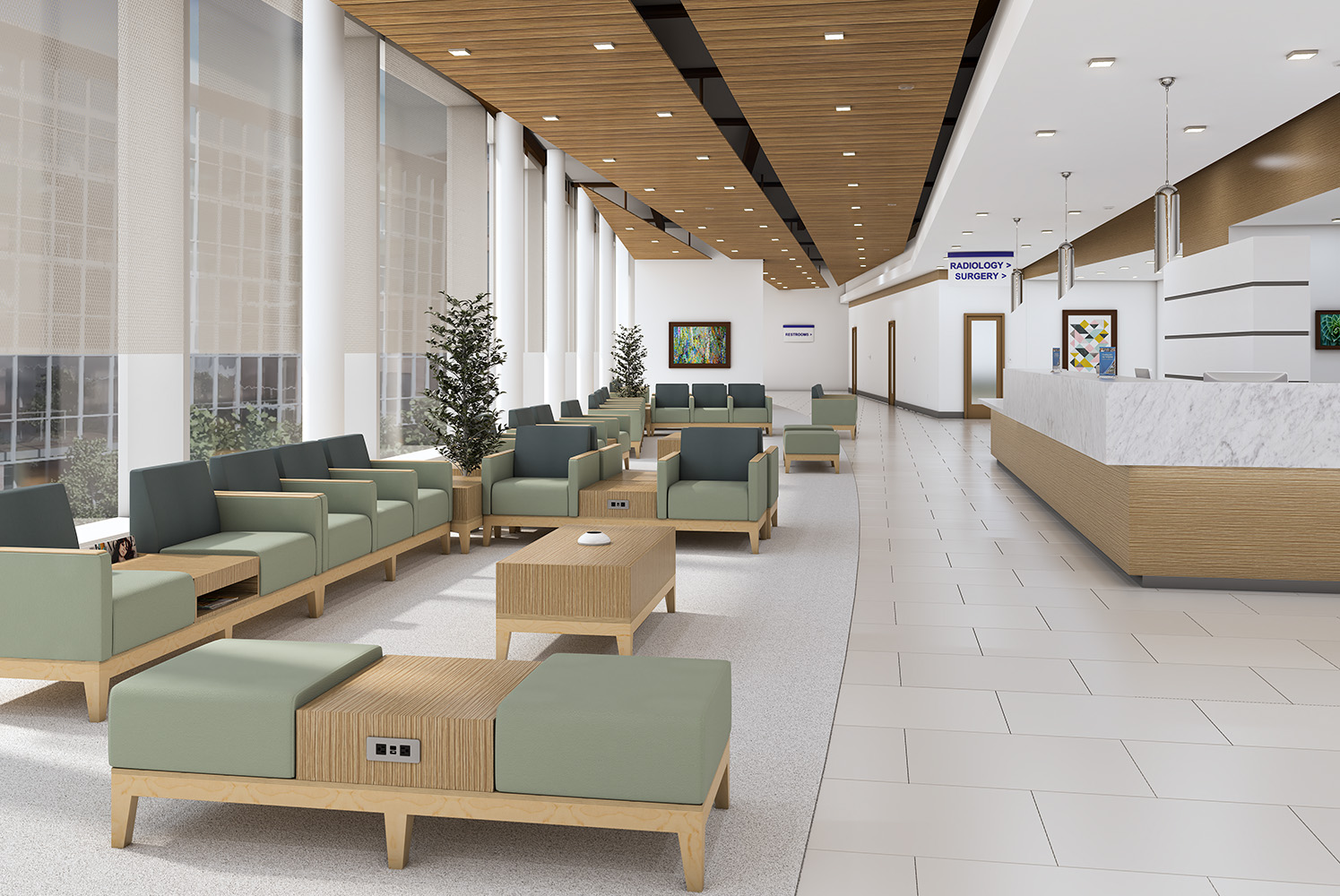 Health Clinic Scene with Ojai Benches, Tables and Lounges