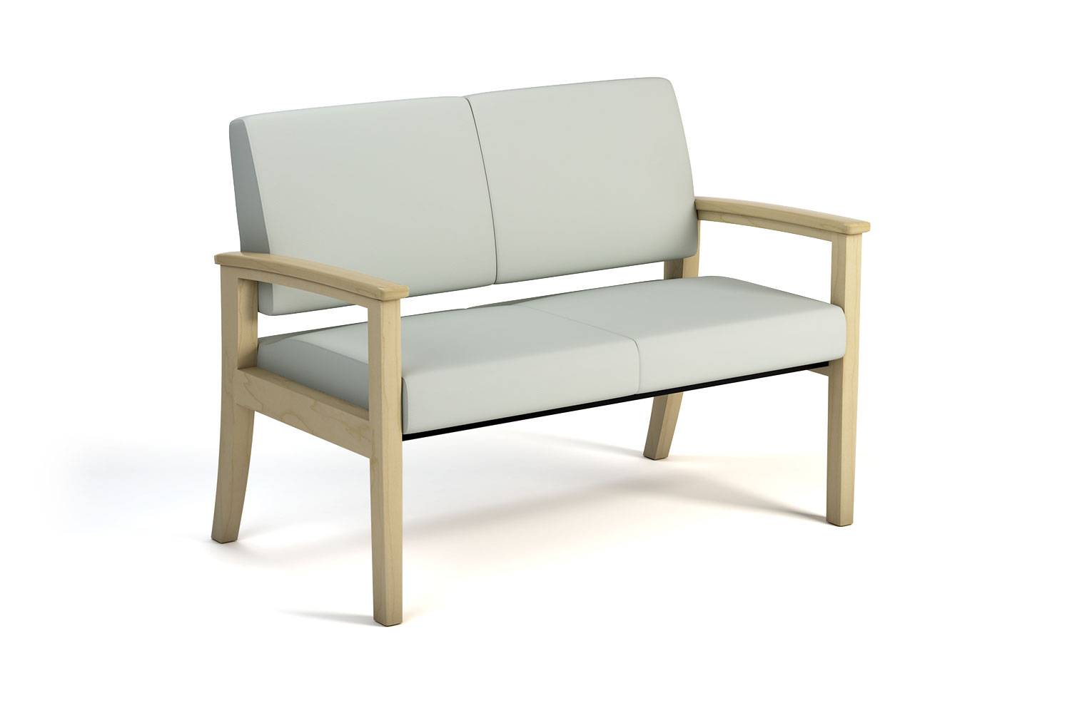 Ventura, Wood, Two Seat Lounge, Green Fabric