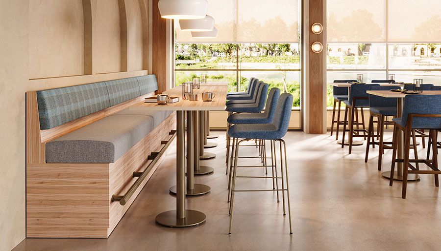 Verona Banquette with Addy Bar Stools